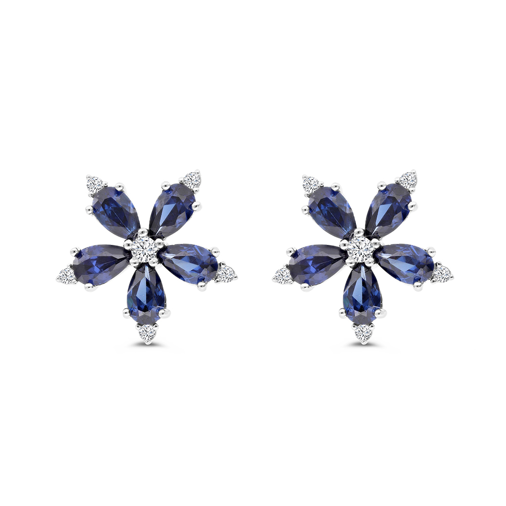 Sterling Silver 925 Earring Rhodium Plated Tanzanite