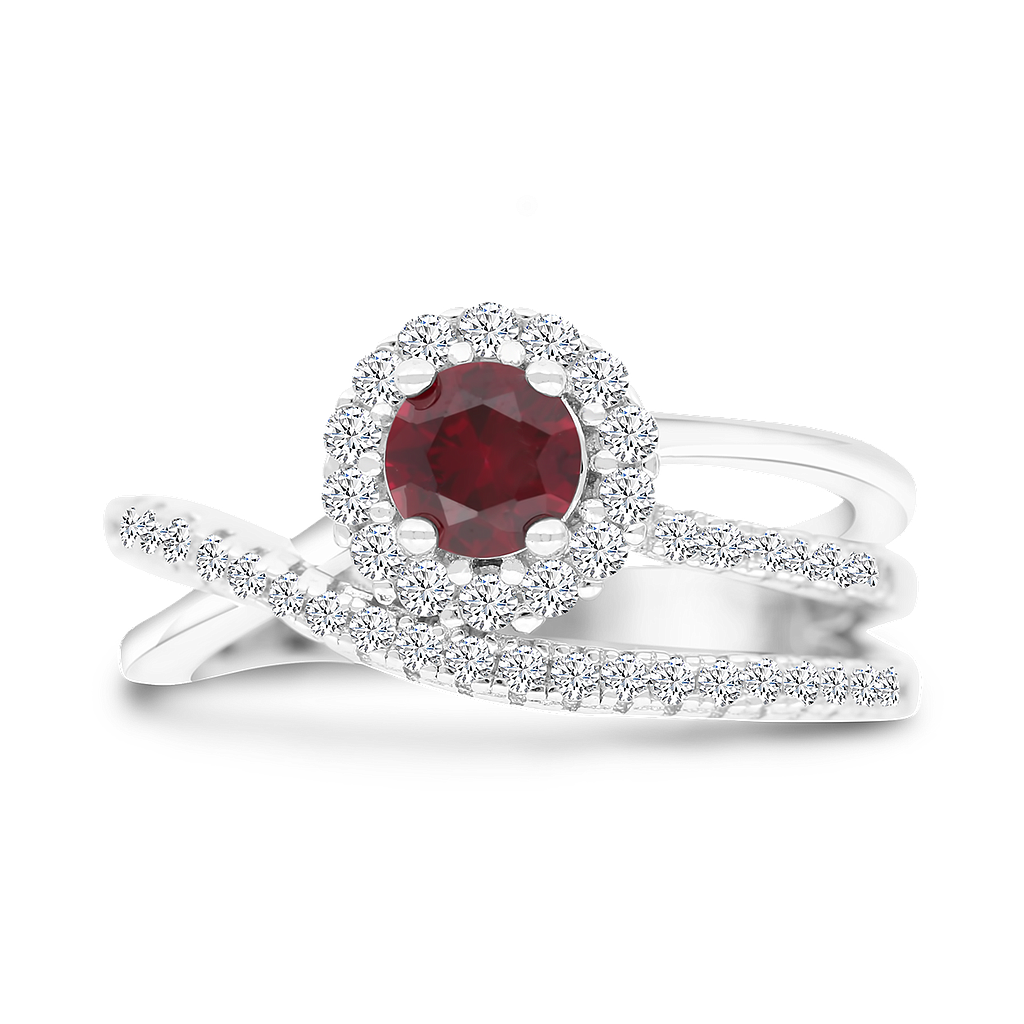 Sterling Silver 925 Ring Rhodium Plated Ruby Corundum