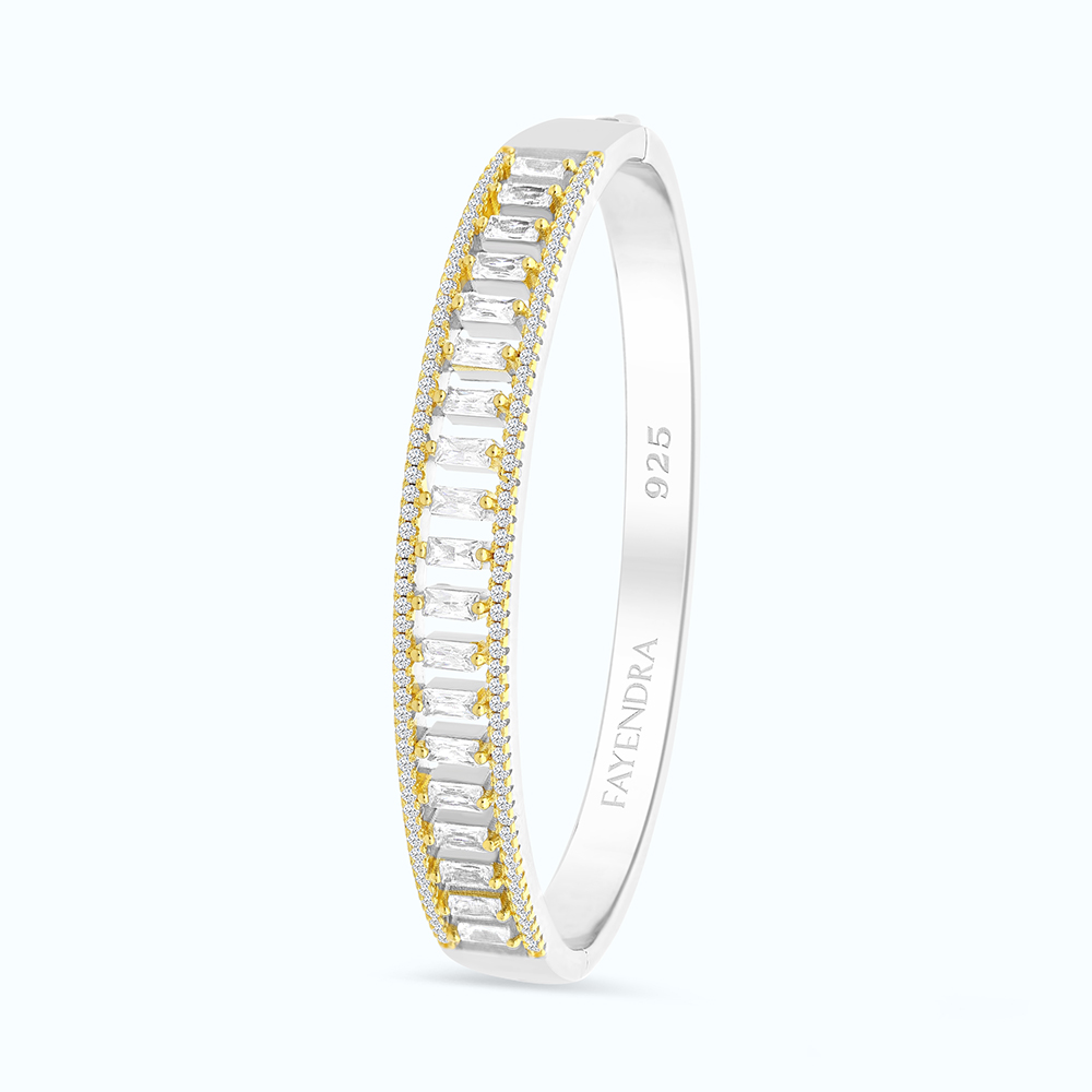 Sterling Silver 925 Bangle Rhodium And Gold Plated