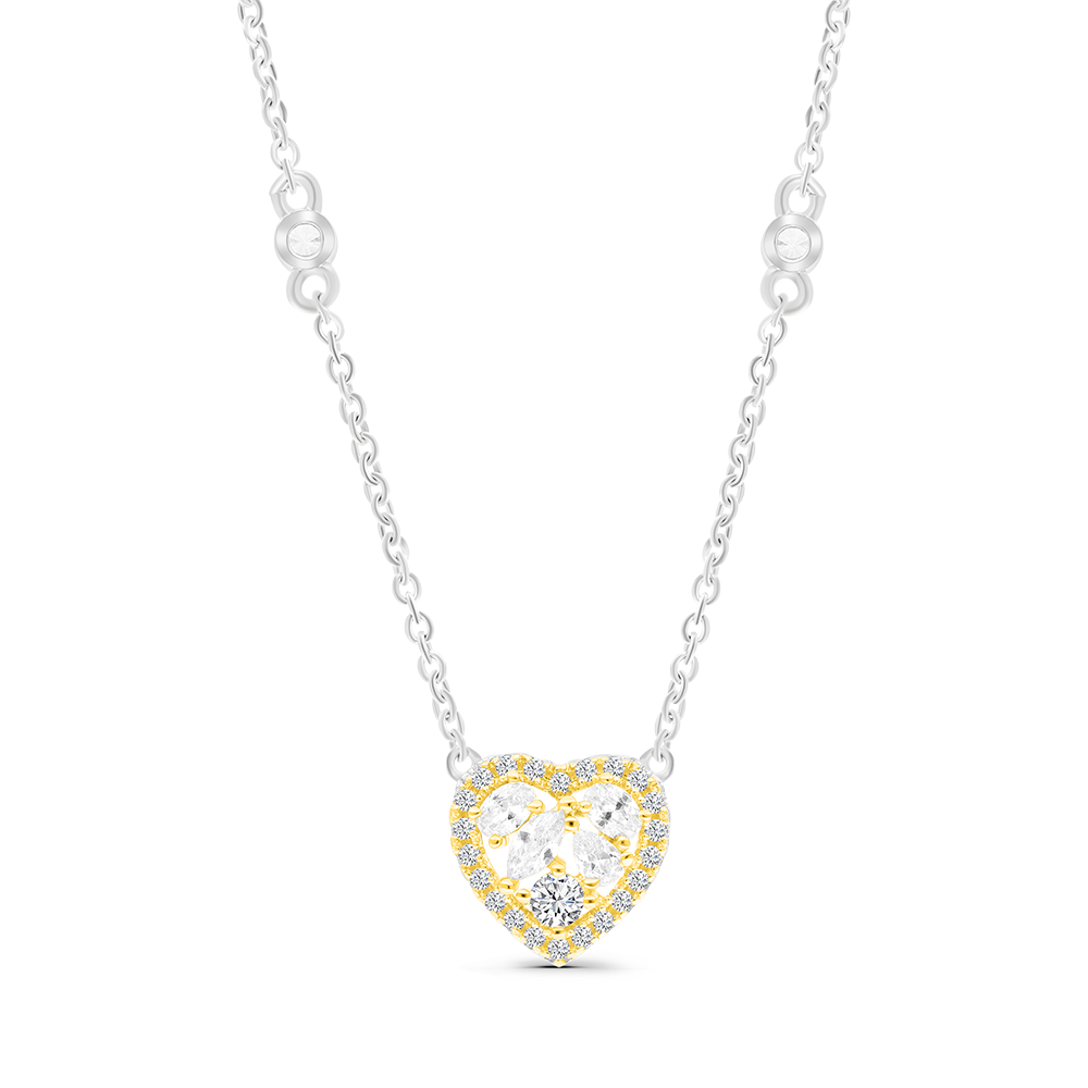 Sterling Silver 925 Necklace Rhodium And Gold Plated