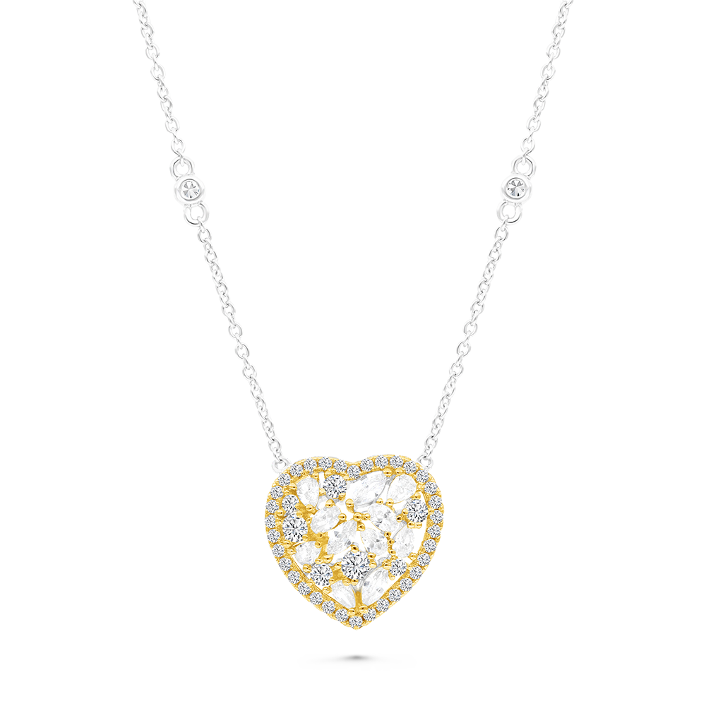 Sterling Silver 925 Necklace Rhodium And Gold Plated