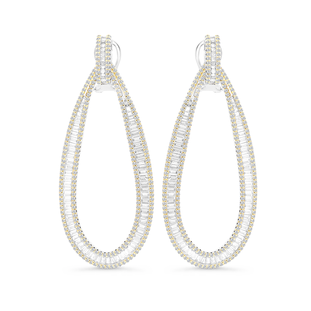 Sterling Silver 925 Earring Rhodium And Gold Plated
