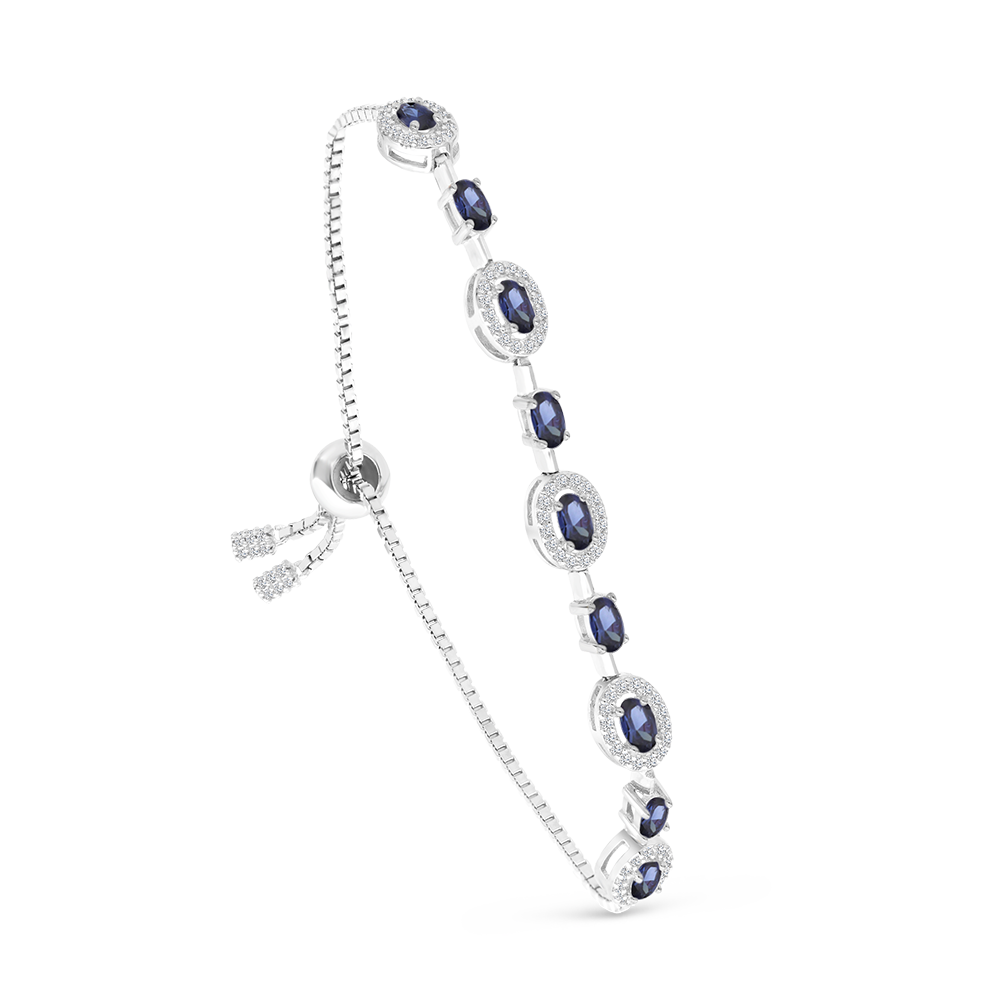 Sterling Silver 925 Bracelet Rhodium Plated Tanzanite