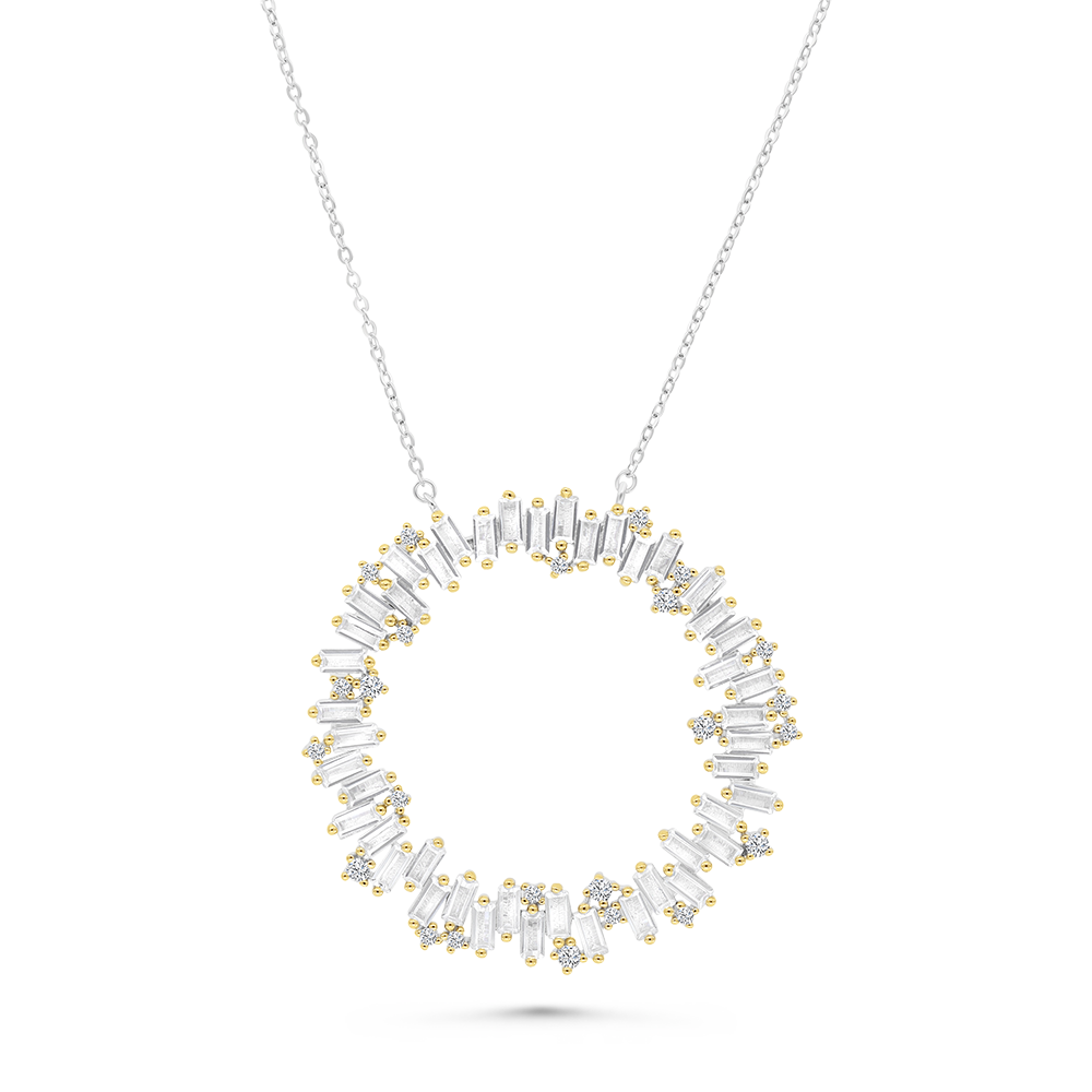 Sterling Silver 925 Necklace Rhodium And Gold Plated