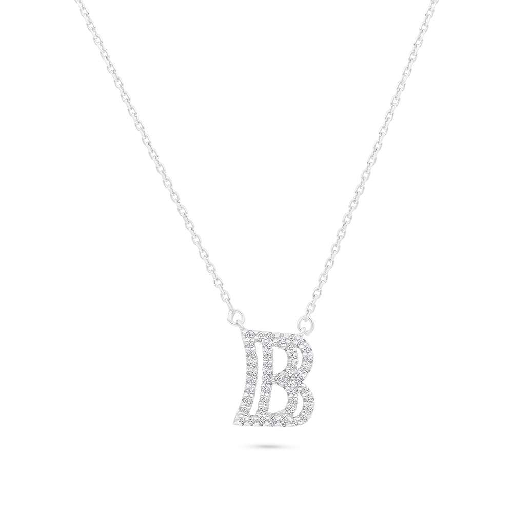 Sterling Silver 925 Necklace Rhodium Plated (B)