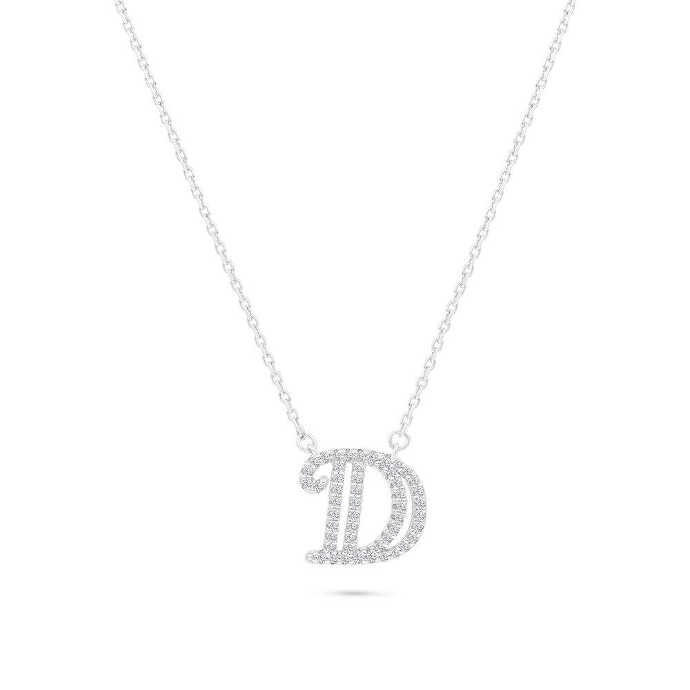 Sterling Silver 925 Necklace Rhodium Plated (D)