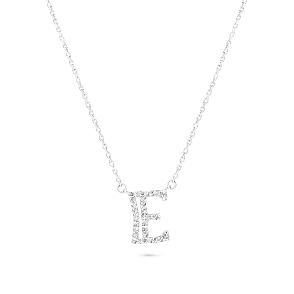 Sterling Silver 925 Necklace Rhodium Plated (E)