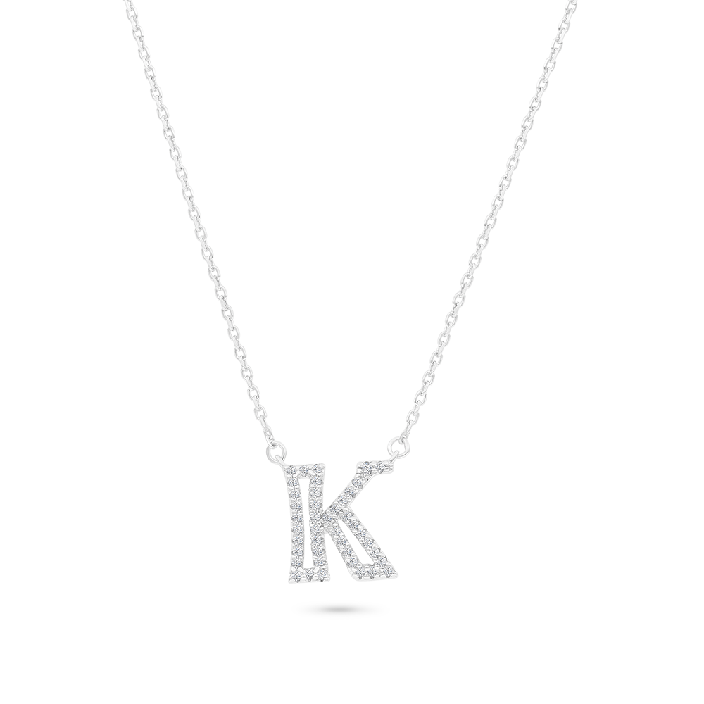 Sterling Silver 925 Necklace Rhodium Plated (K)