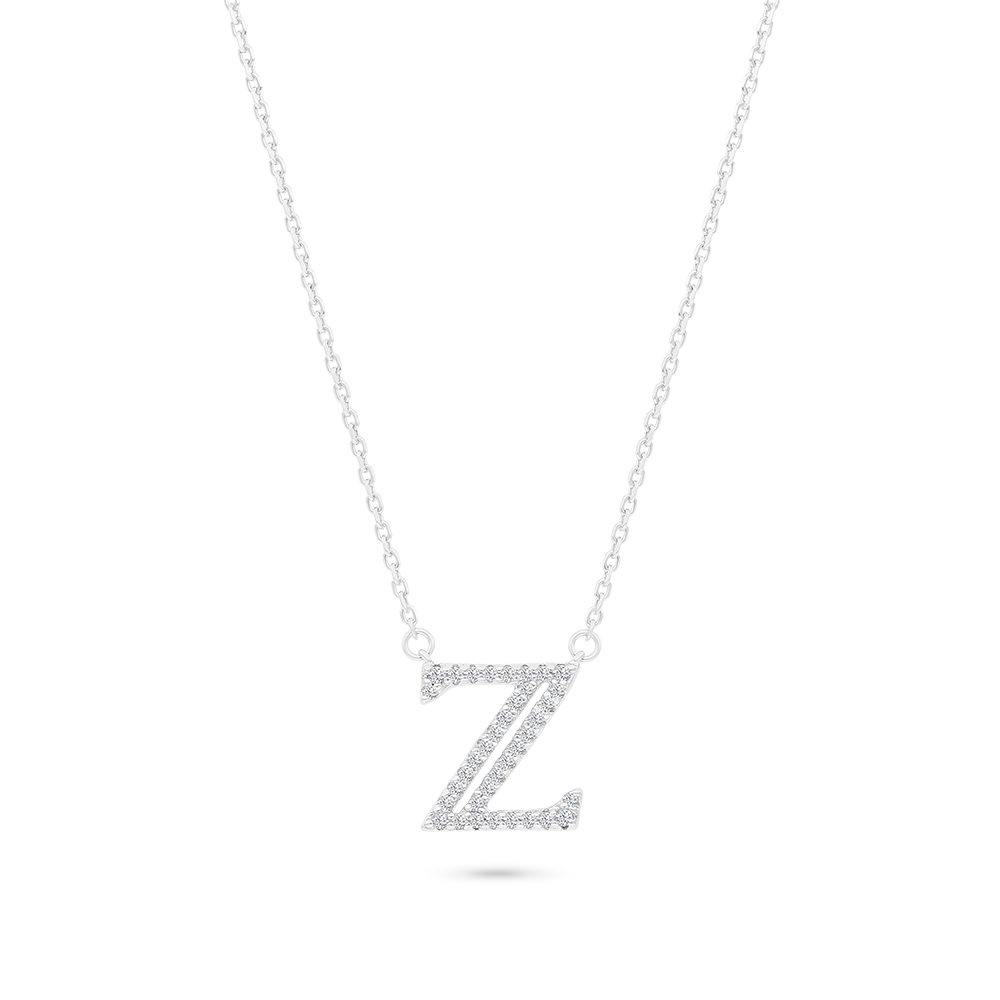Sterling Silver 925 Necklace Rhodium Plated (Z)