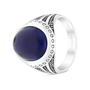 Sterling Silver 925 Ring Rhodium Plated Embedded With Blue Tiger Eye For Men