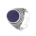 Sterling Silver 925 Ring Rhodium Plated Blue Tiger Eye For Men