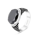 Sterling Silver 925 Ring Rhodium Plated Black Spinel For Men