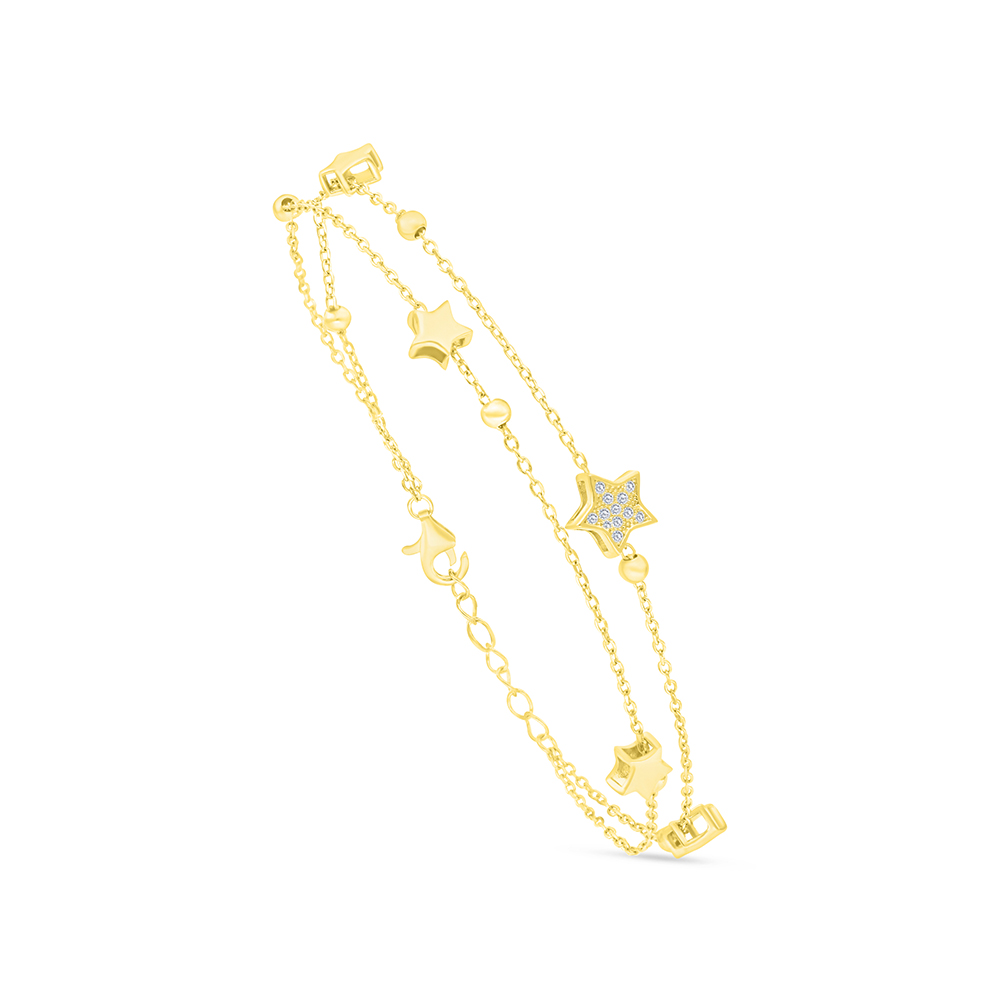 Sterling Silver 925 Bracelet Gold Plated And White CZ