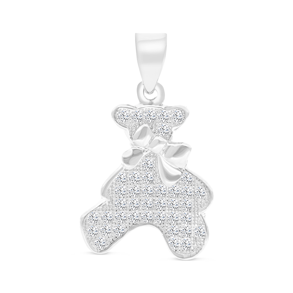 Sterling Silver 925 Pendant Rhodium Plated And White CZ