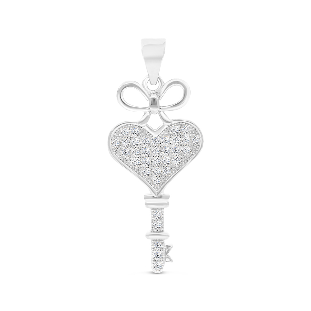 Sterling Silver 925 Pendant Rhodium Plated And White CZ