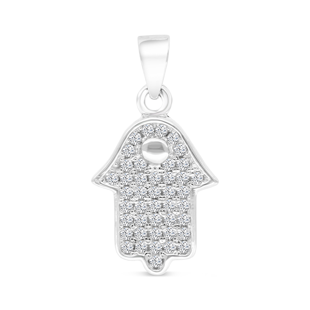 Sterling Silver 925 Pendant Rhodium Plated And White CZ