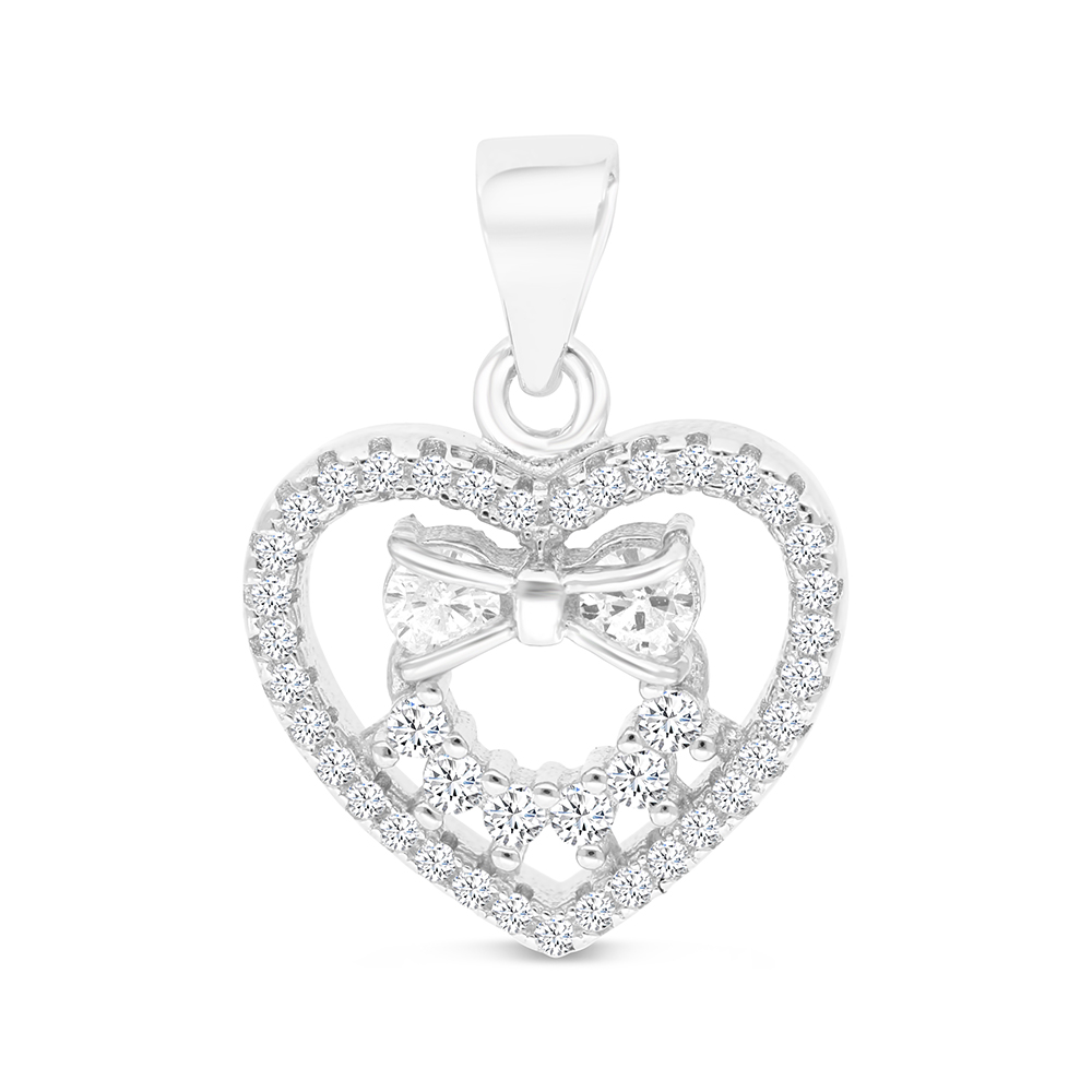 Sterling Silver 925 Pendant Rhodium Plated And White CZ