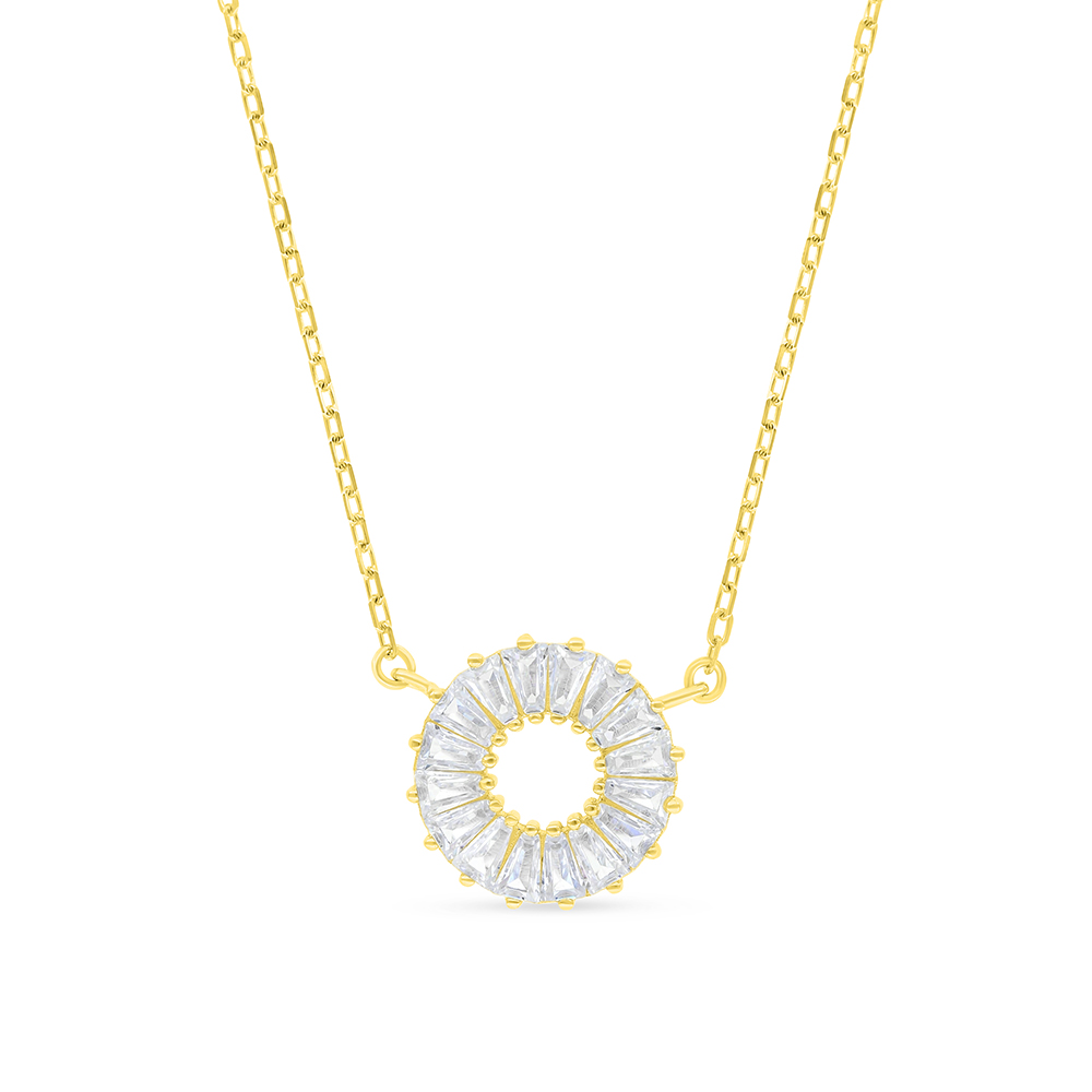 Sterling Silver 925 Necklace Gold Plated And White CZ