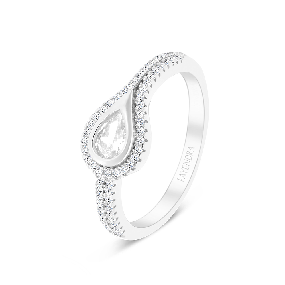 Sterling Silver 925 Ring Rhodium Plated And White CZ