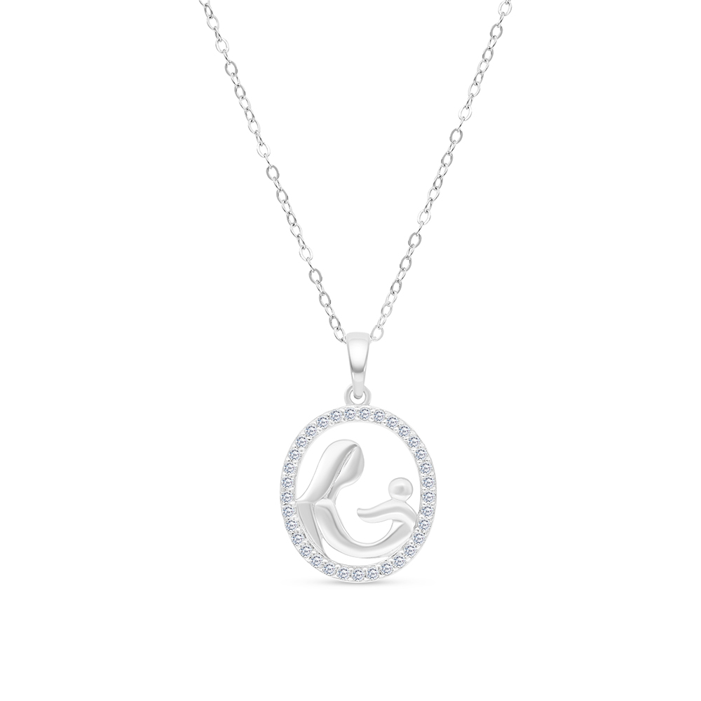 Sterling Silver 925 Necklace Rhodium Plated And White CZ