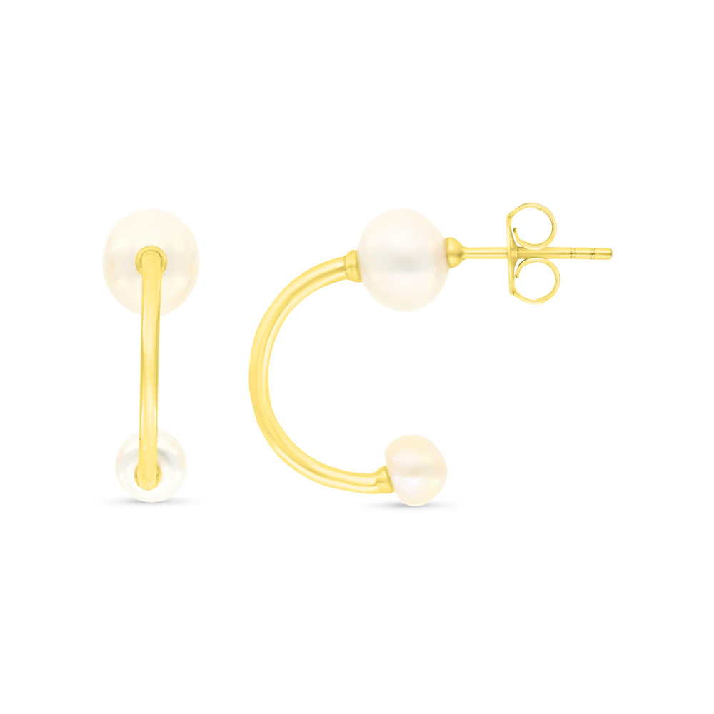 Sterling Silver 925 Earring Gold Plated Embedded With White Shell Pearl