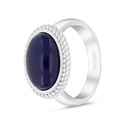 Sterling Silver 925 Ring Rhodium Plated Embedded With Blue Tiger Eye For Men 