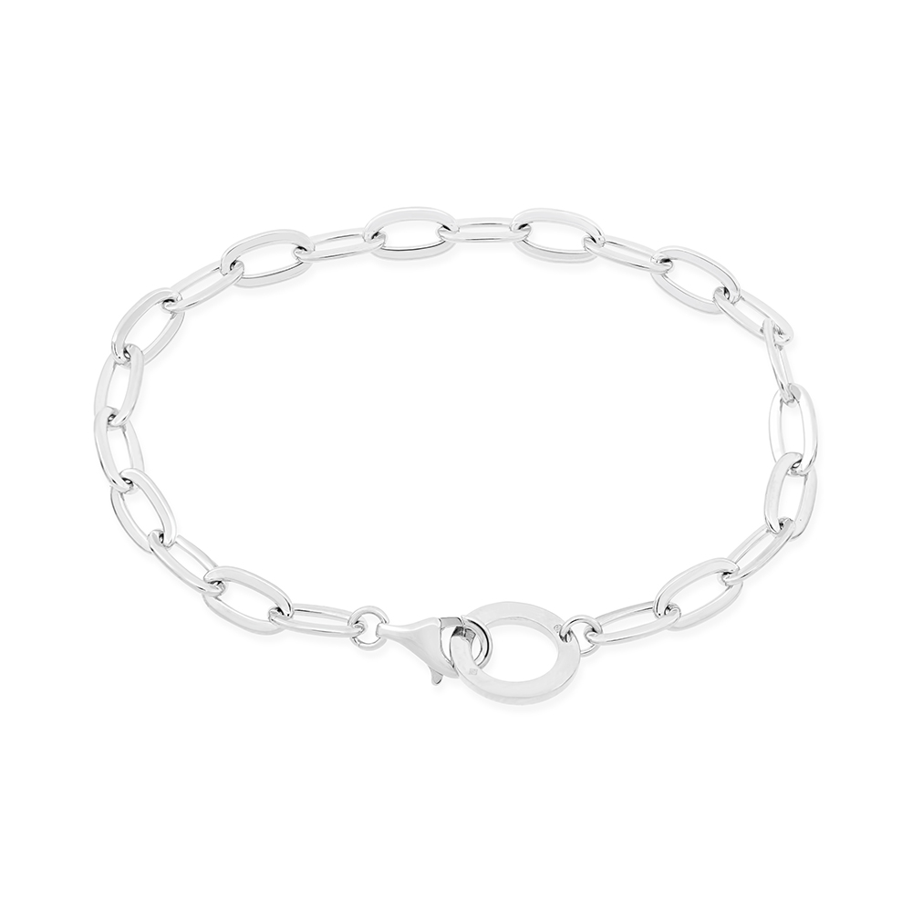 Sterling Silver 925 Bracelet Rhodium Plated- 19 CM