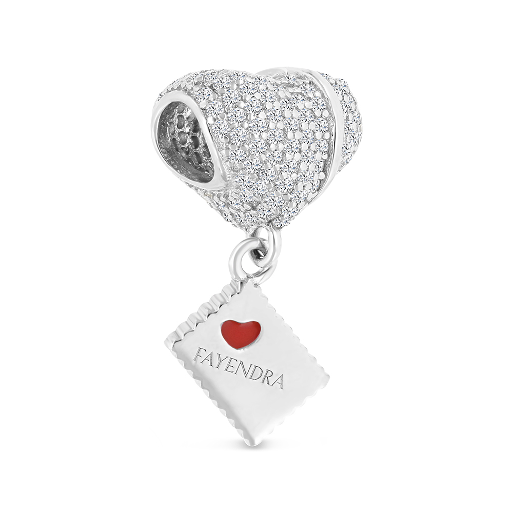 Sterling Silver 925 Pendant Rhodium Plated Embedded With White CZ