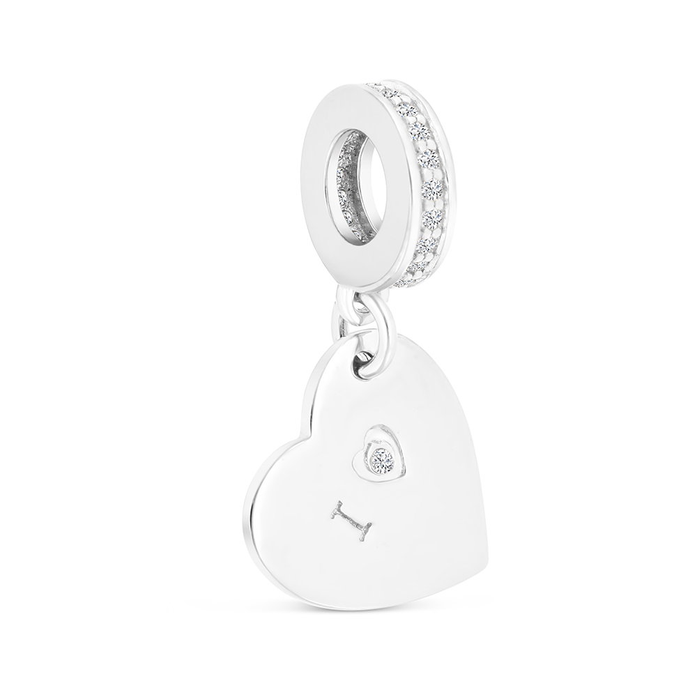 Sterling Silver 925 Pendant Rhodium Plated Embedded With White CZ