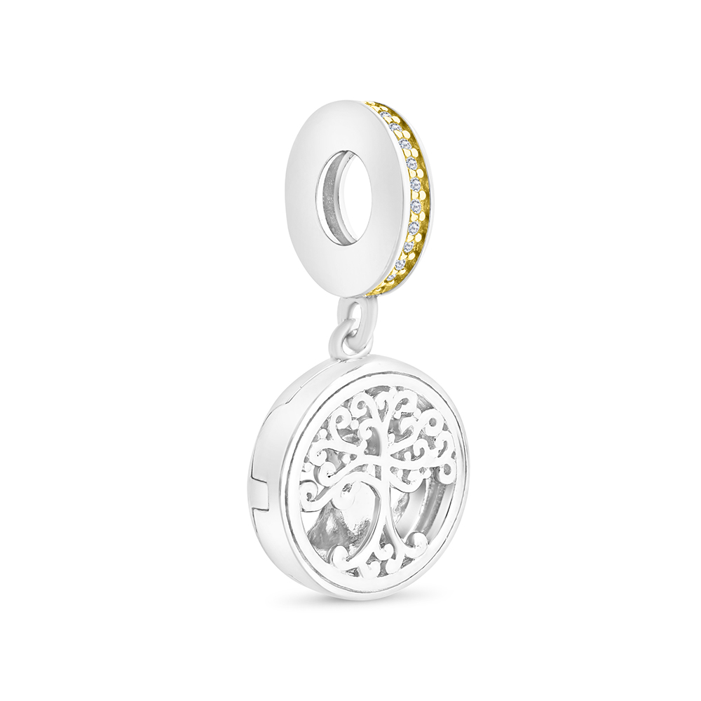 Sterling Silver 925 Pendant Rhodium And Gold Plated Embedded With  White CZ