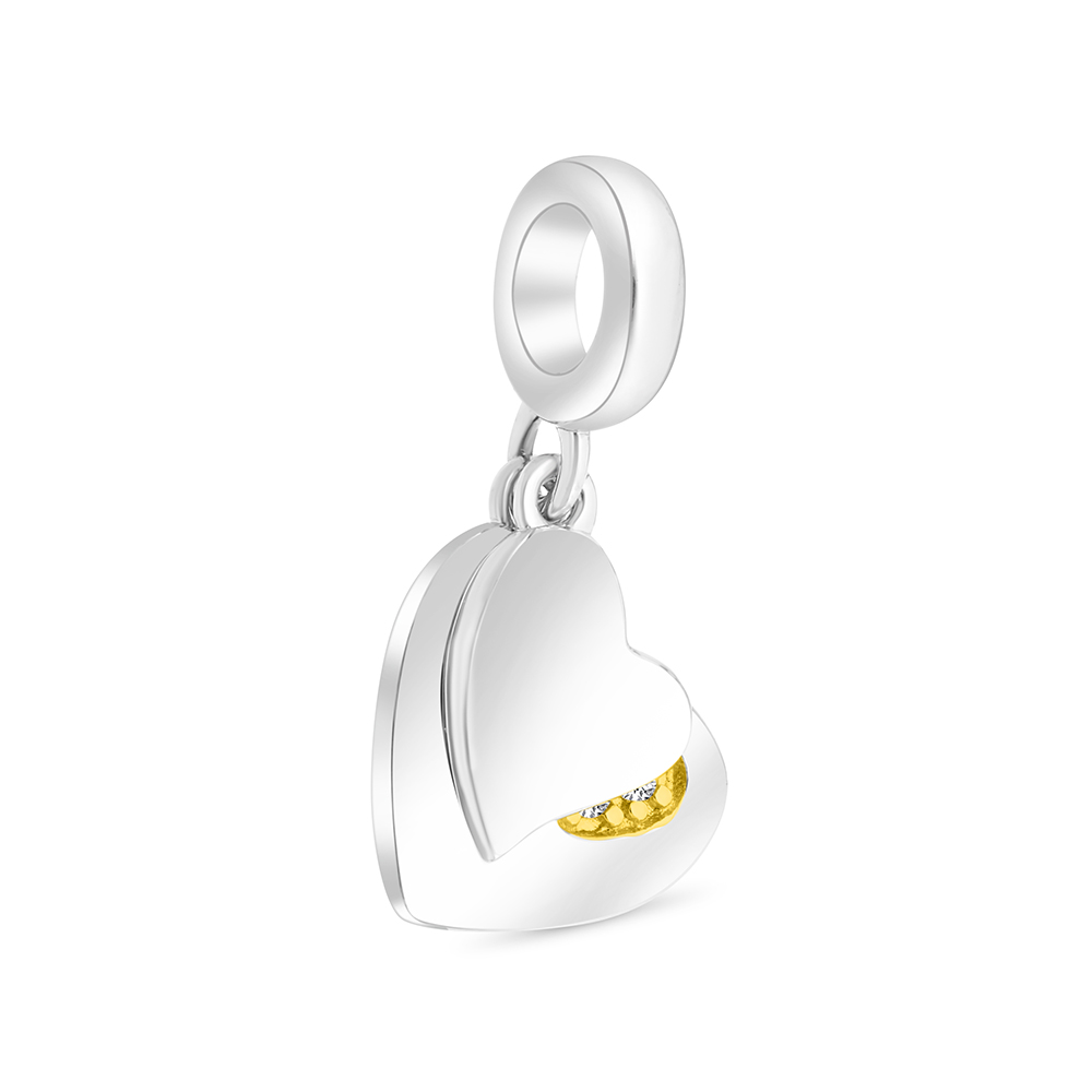 Sterling Silver 925 Pendant Rhodium And Gold Plated Embedded With  White CZ