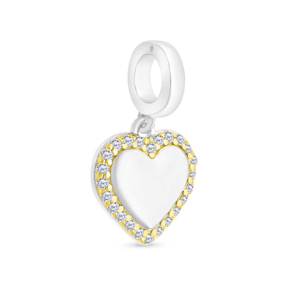 Sterling Silver 925 Pendant Rhodium And Gold Plated Embedded With White CZ