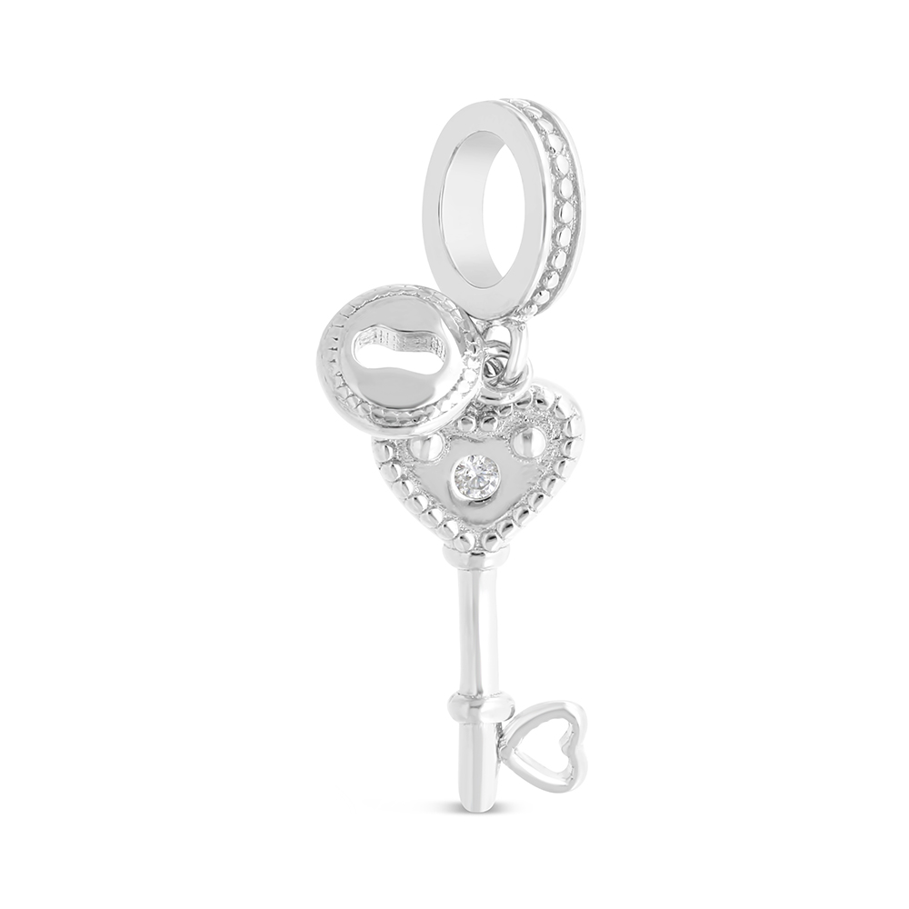 Sterling Silver 925 Pendant Rhodium Plated Embedded With White CZ