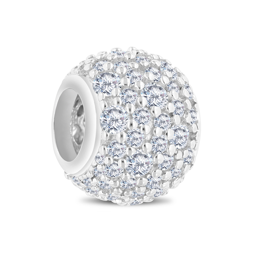 Sterling Silver 925 CHARM Rhodium Plated Embedded With White CZ