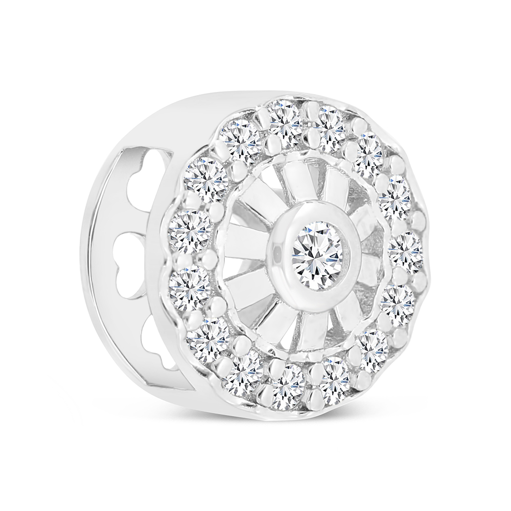 Sterling Silver 925 CHARM Rhodium Plated Embedded With White CZ