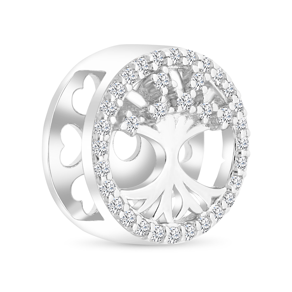 Sterling Silver 925 CHARM Rhodium Plated Embedded With White CZ