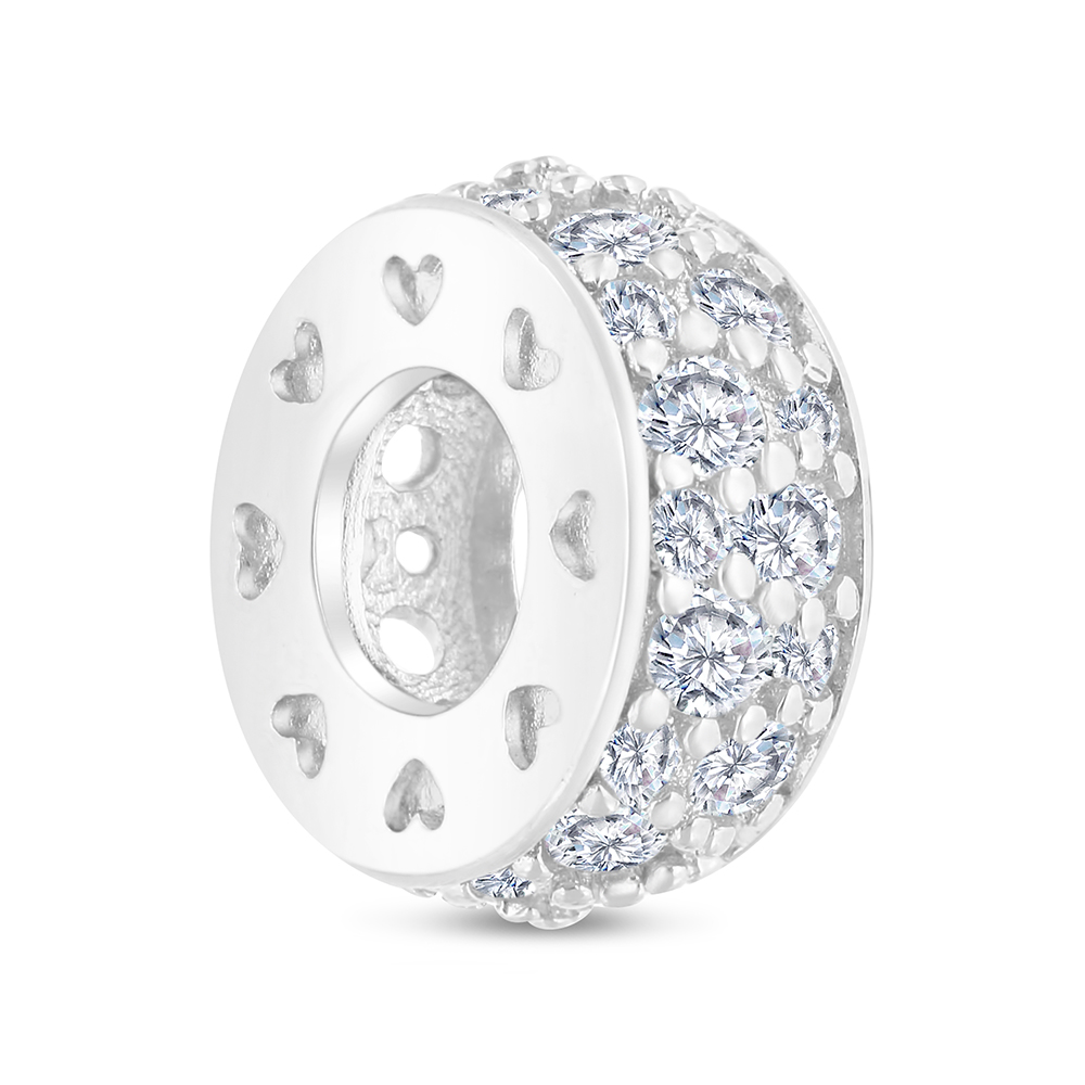 Sterling Silver 925 CHARM Rhodium Plated Embedded With White CZ