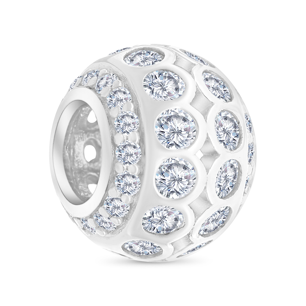 Sterling Silver 925 CHARM Rhodium Plated Embedded With White CZ