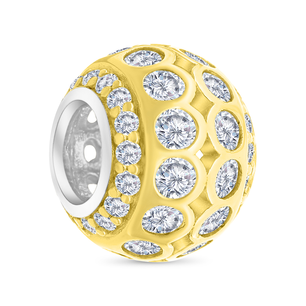 Sterling Silver 925 CHARM Rhodium And Gold Plated Embedded With White CZ