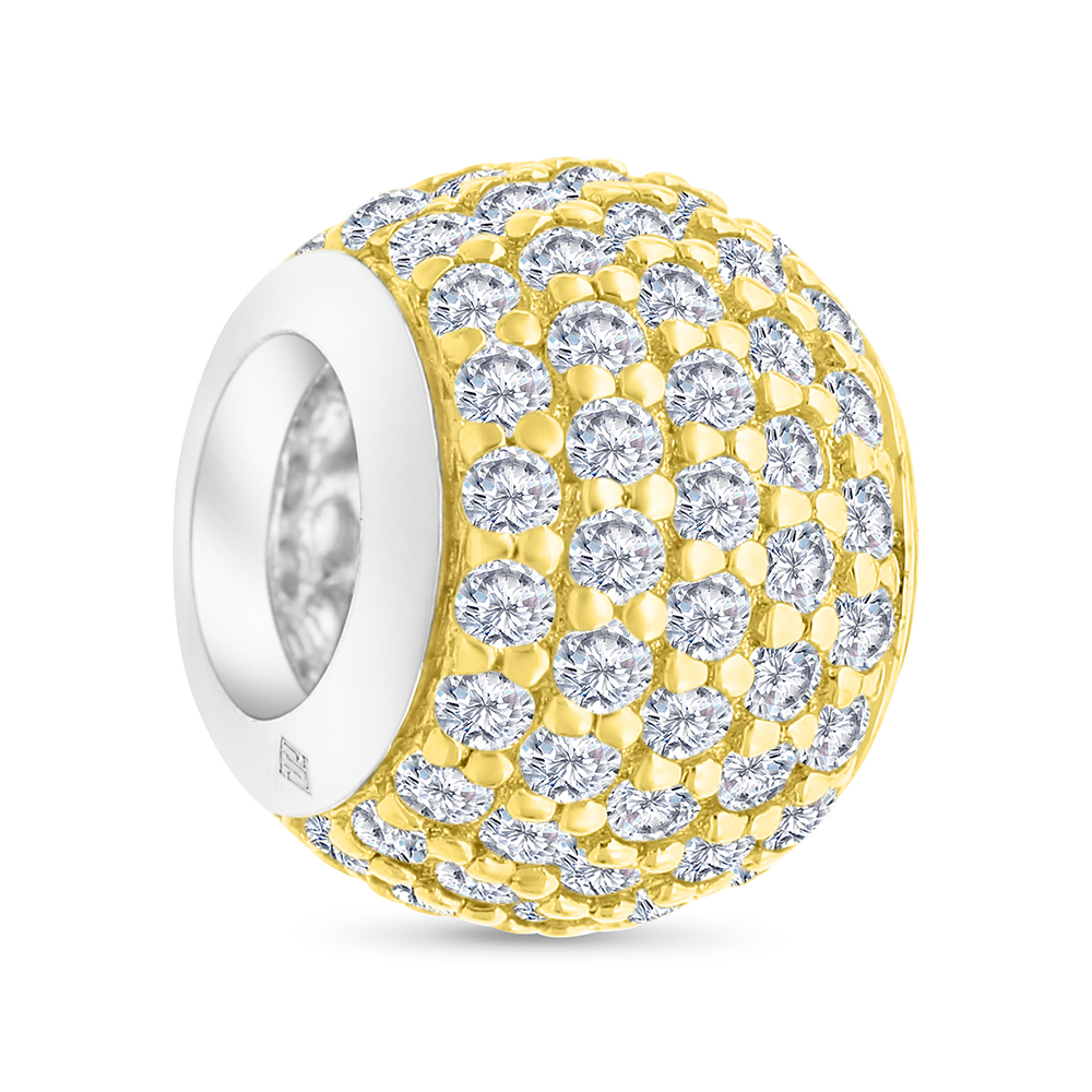 Sterling Silver 925 CHARM Rhodium And Gold Plated Embedded With White CZ