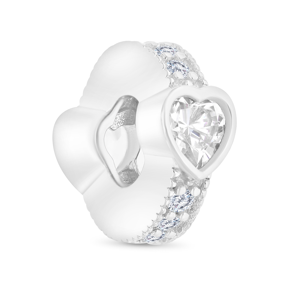 Sterling Silver 925 CHARM Rhodium Plated Embedded With White CZ