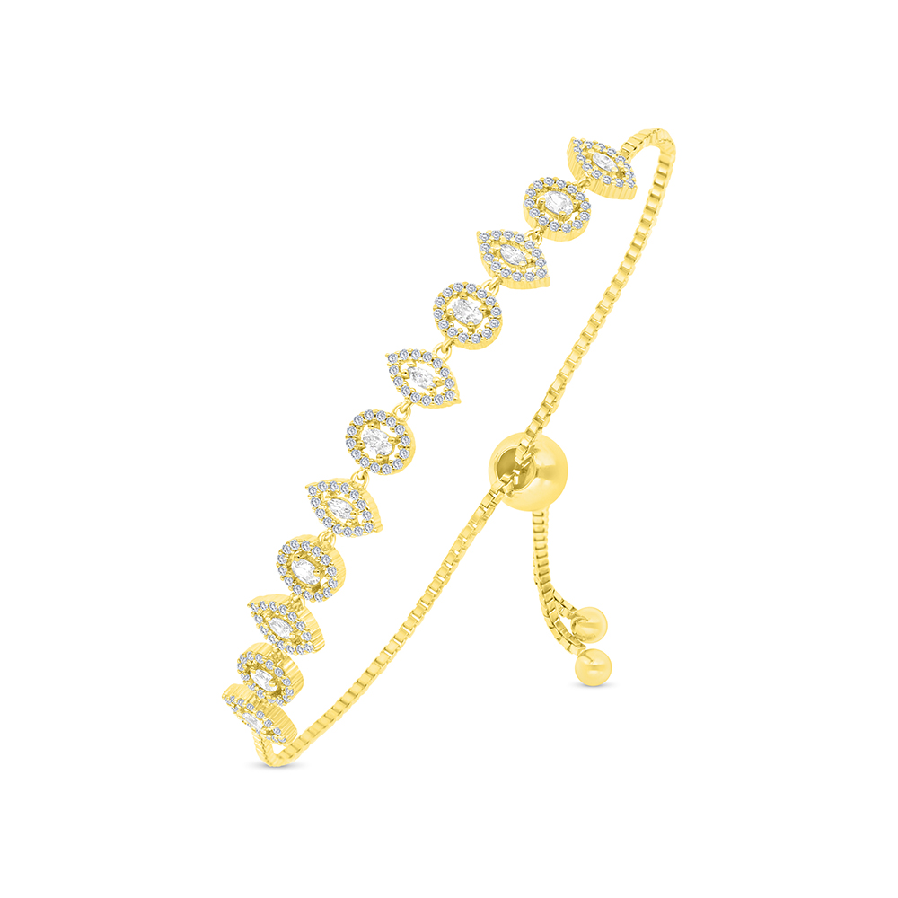 Sterling Silver 925 Bracelet Gold Plated Embedded With White CZ