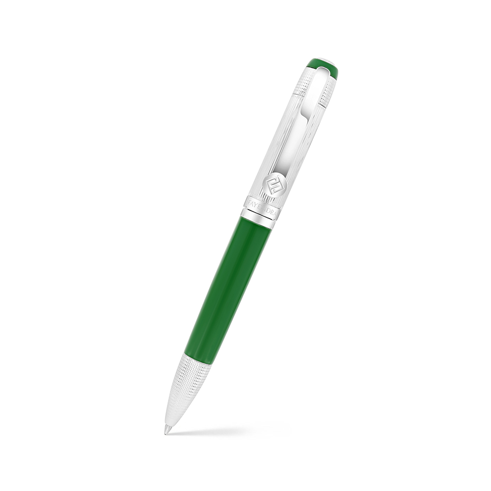 Fayendra Pen Rhodium Plated  And green lacquer