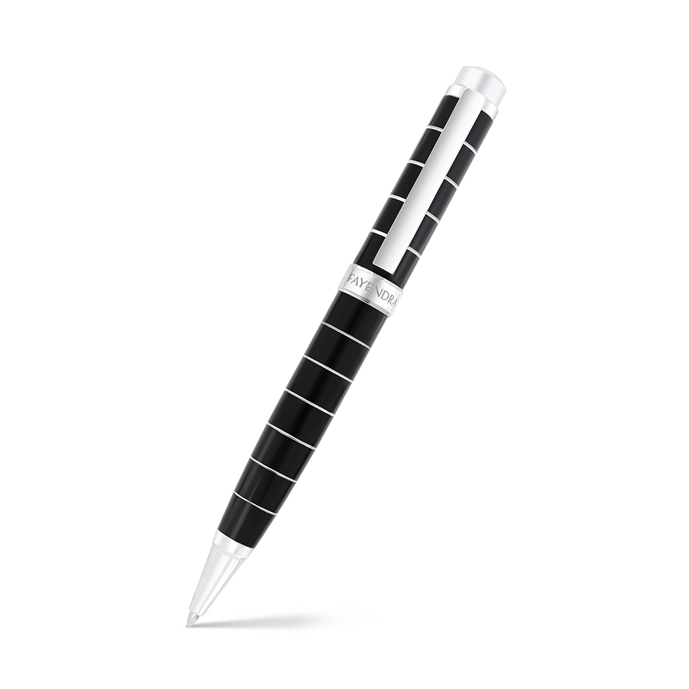 Fayendra Pen Rhodium Plated  And black lacquer