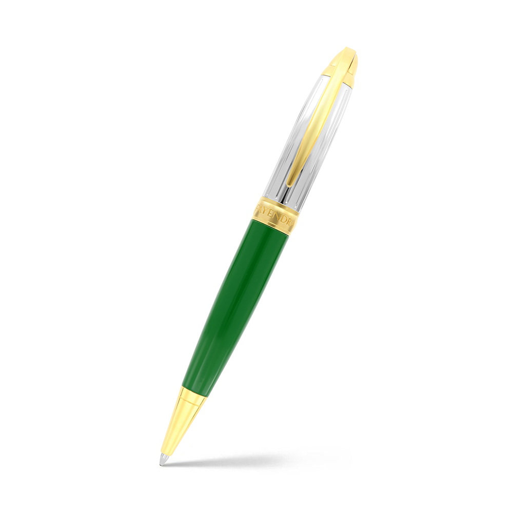 Fayendra Pen Rhodium And Gold Plated green lacquer