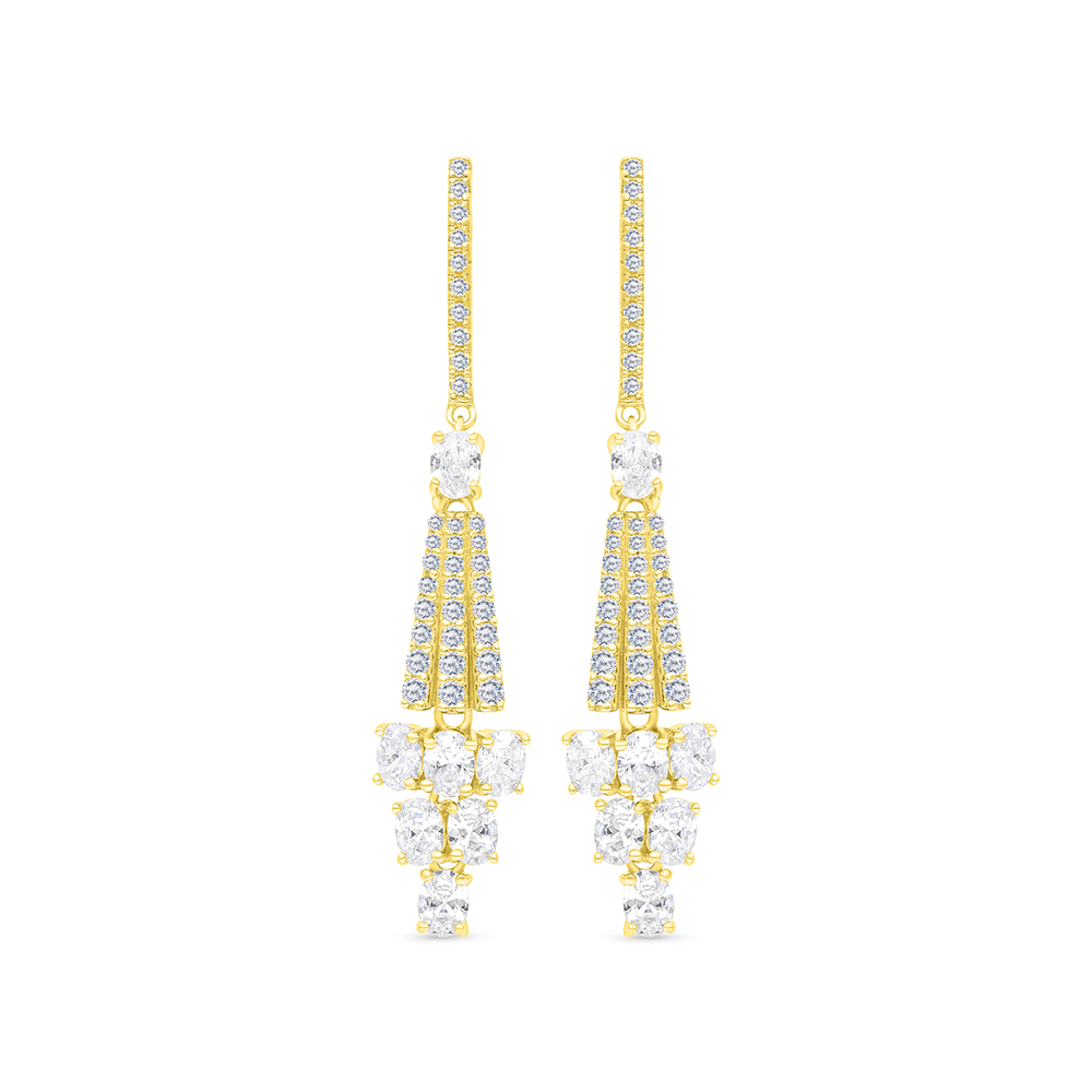 Sterling Silver 925 Earring Gold Plated Embedded With White CZ