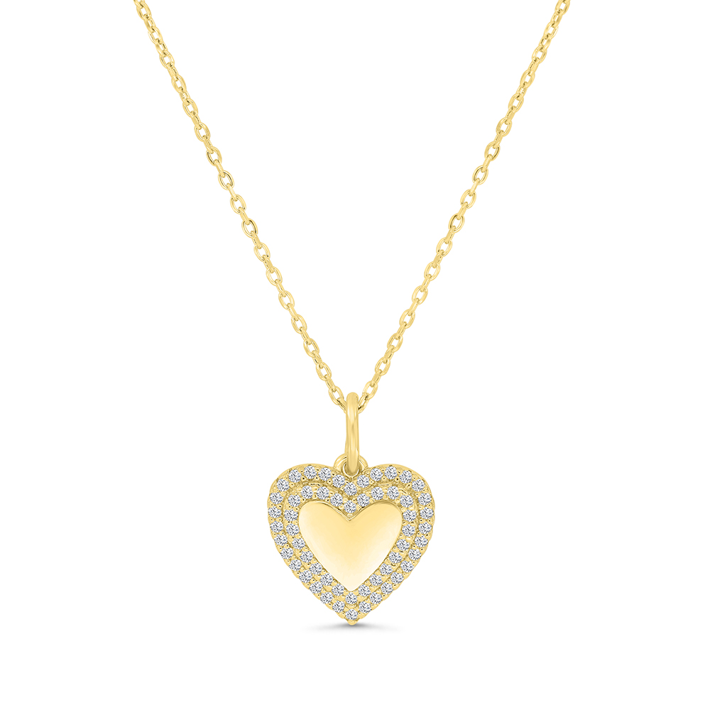 Sterling Silver 925 Necklace Gold Plated Embedded With White CZ