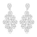 Sterling Silver 925 Earring Rhodium Plated Embedded With White CZ