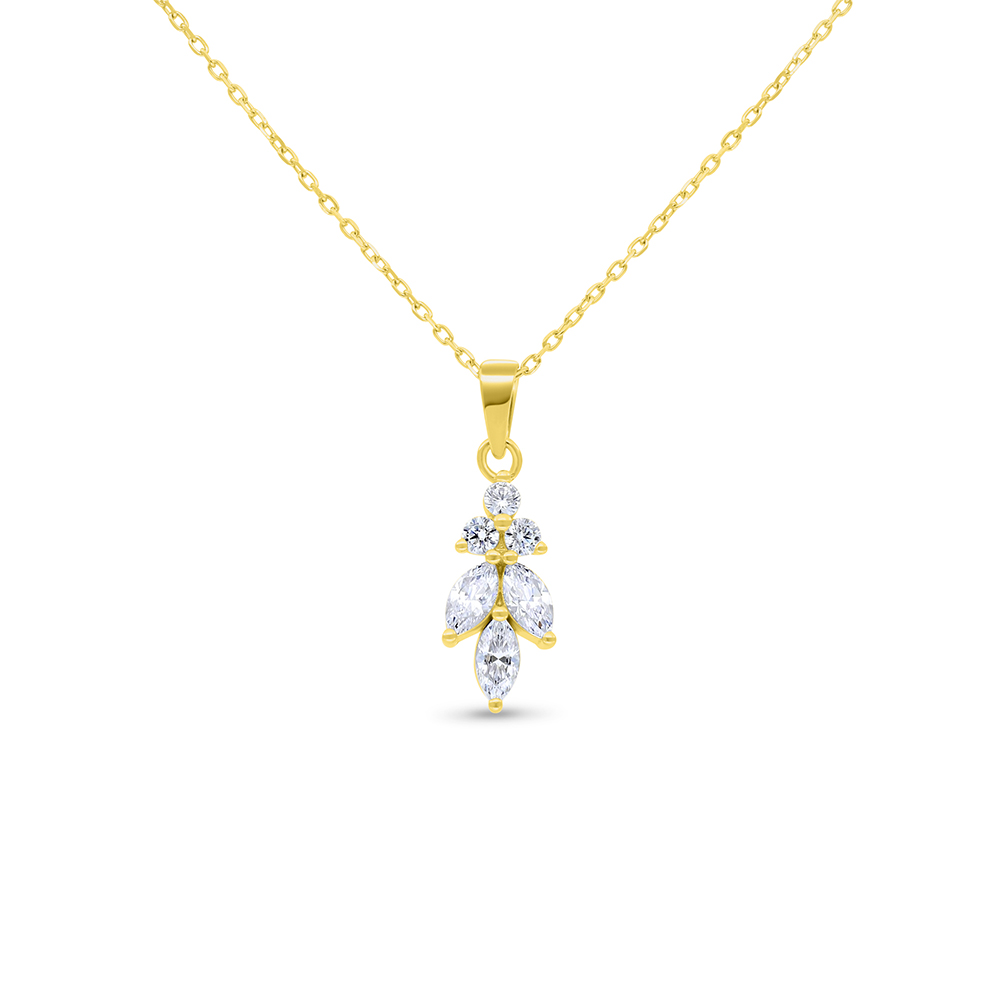 Sterling Silver 925 Necklace Gold Plated Embedded With White Zircon