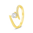 Sterling Silver 925 Ring Gold Plated Embedded With White Zircon